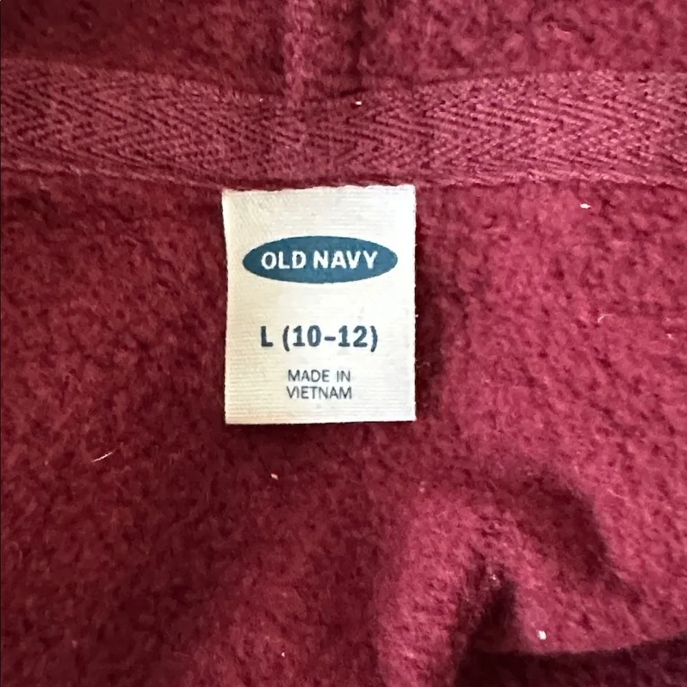 Old Navy Girls Maroon Hoodie Gold Star Graphic – Size Large